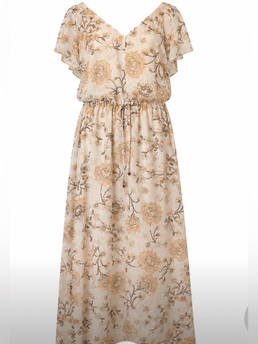 Cottagecore Floral Fluttersleeve Large Maxi Dress Lightweight Resort Vacation
